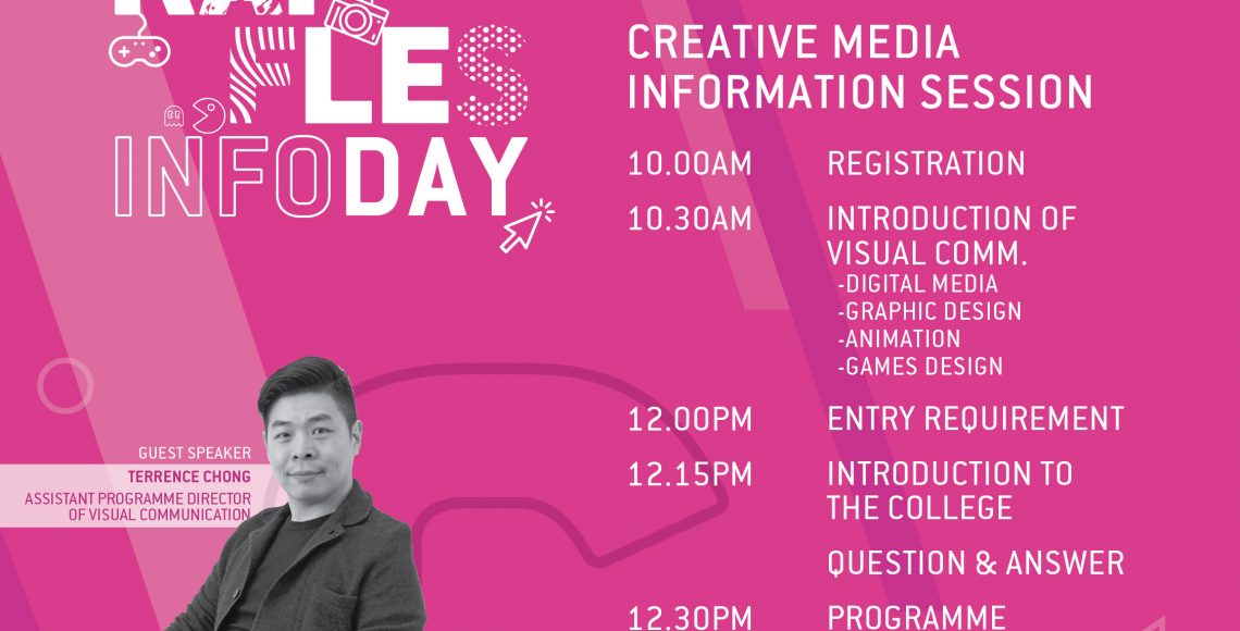 Raffles infoday Creative Media main poster