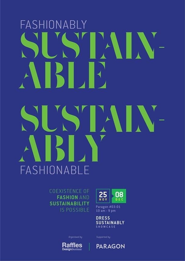 Dress sustainably fashion exhibition poster