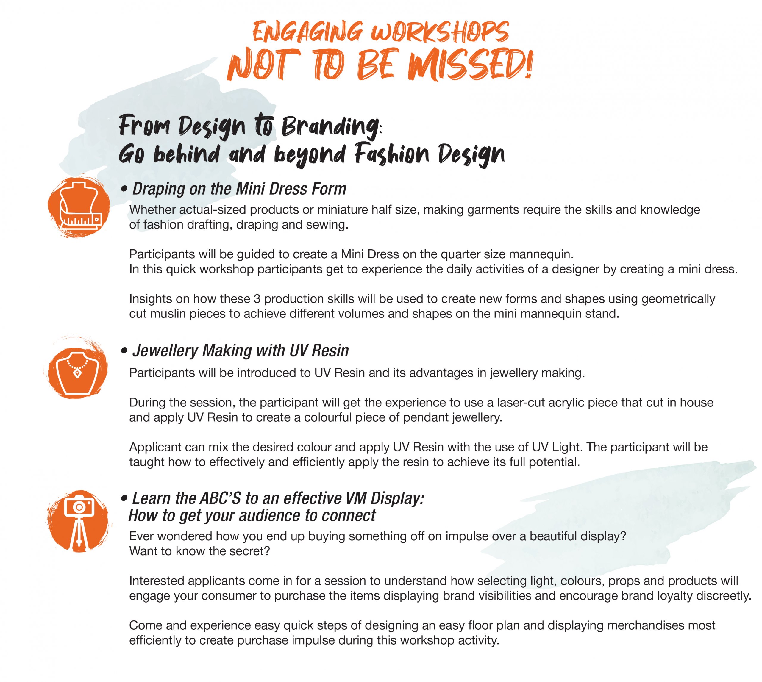 Design Inspiration Engaging Workshop Not to be missed Fashion Design Workshop Jewellery Design Workshop Fashion Marketing workshop