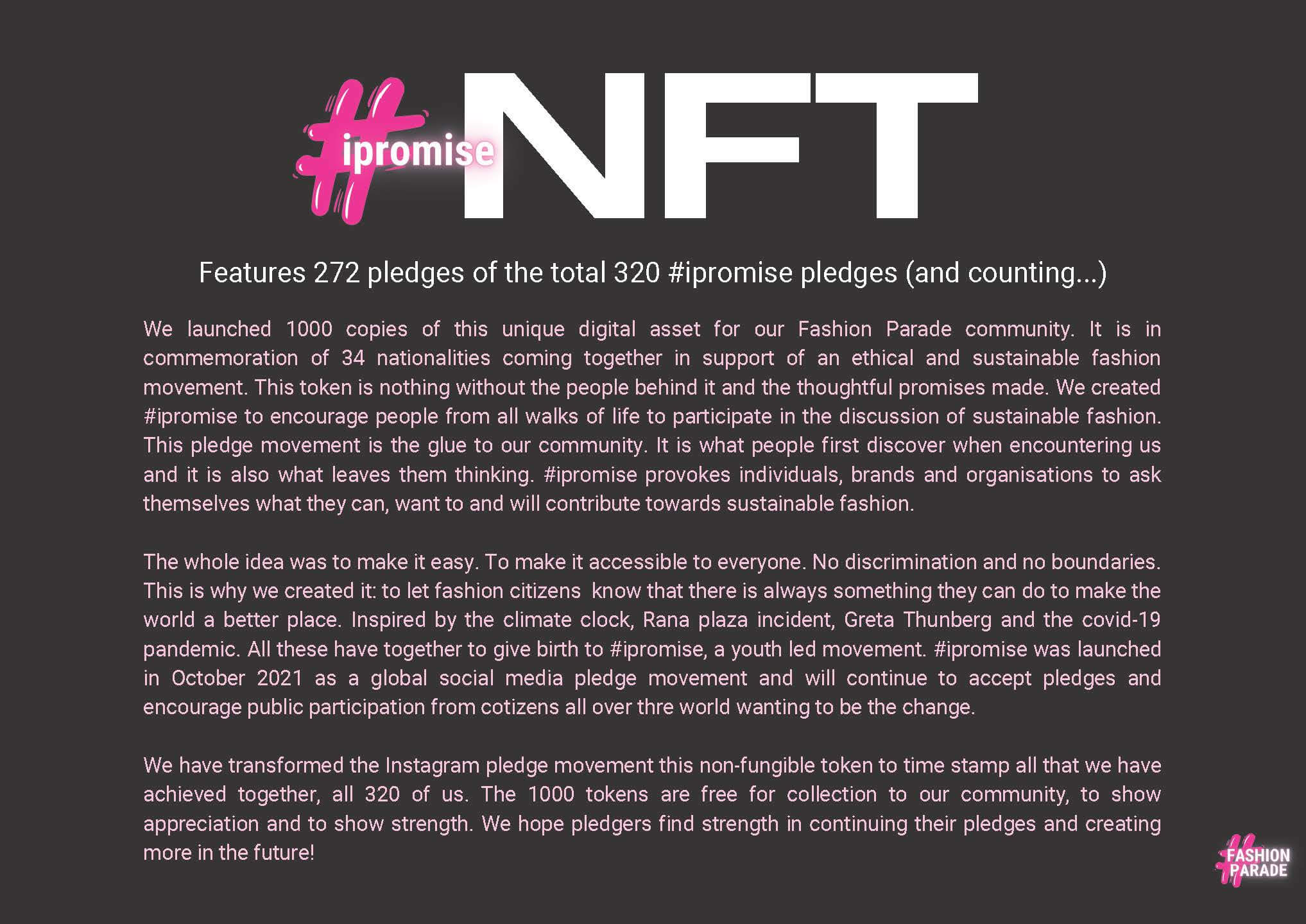 Fashion Parade #ipromise NFT Competition Entry Write up