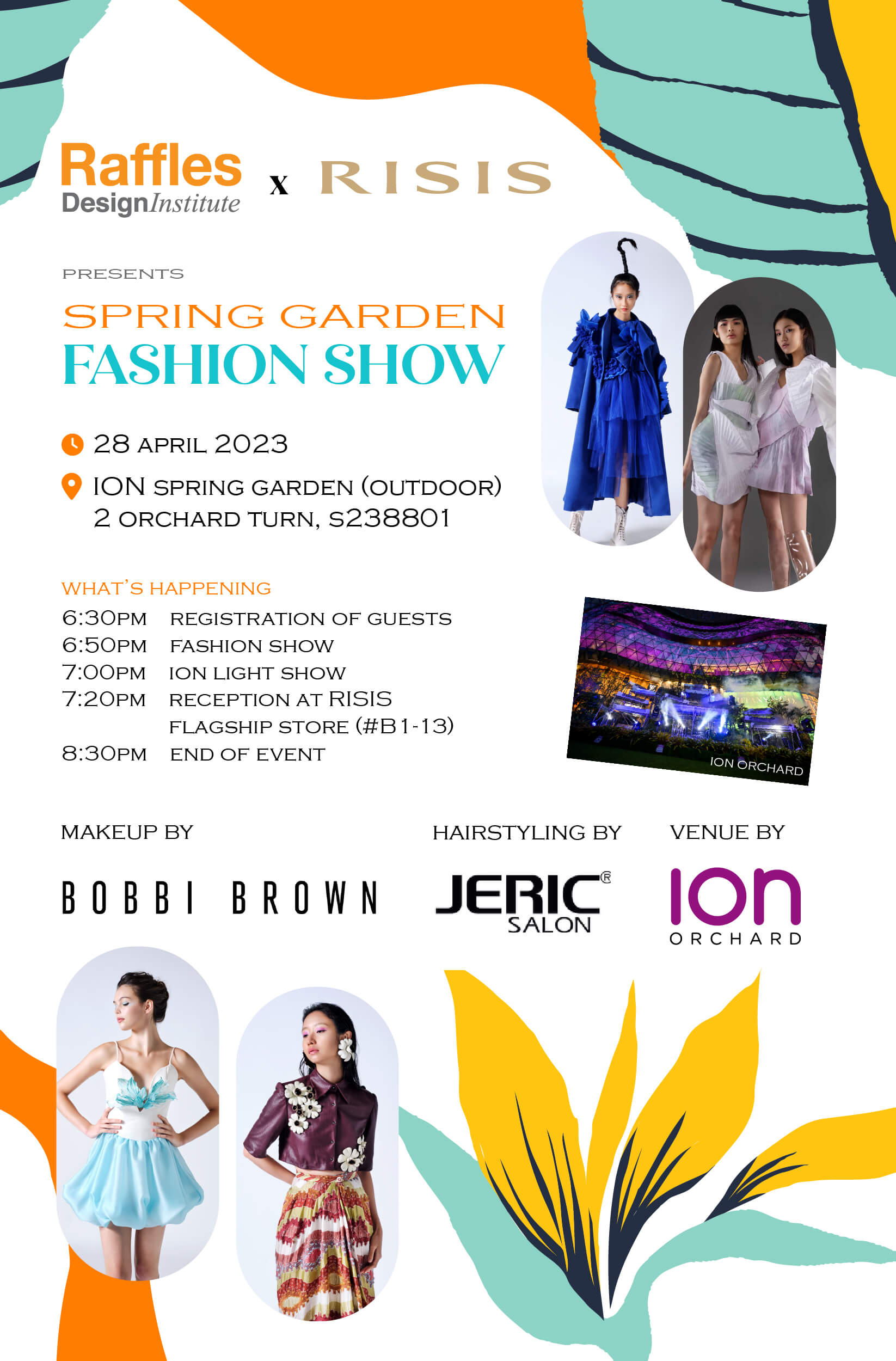 Raffles x RISIS Spring Garden Fashion Show 2023 Poster Website Landing Page Poster