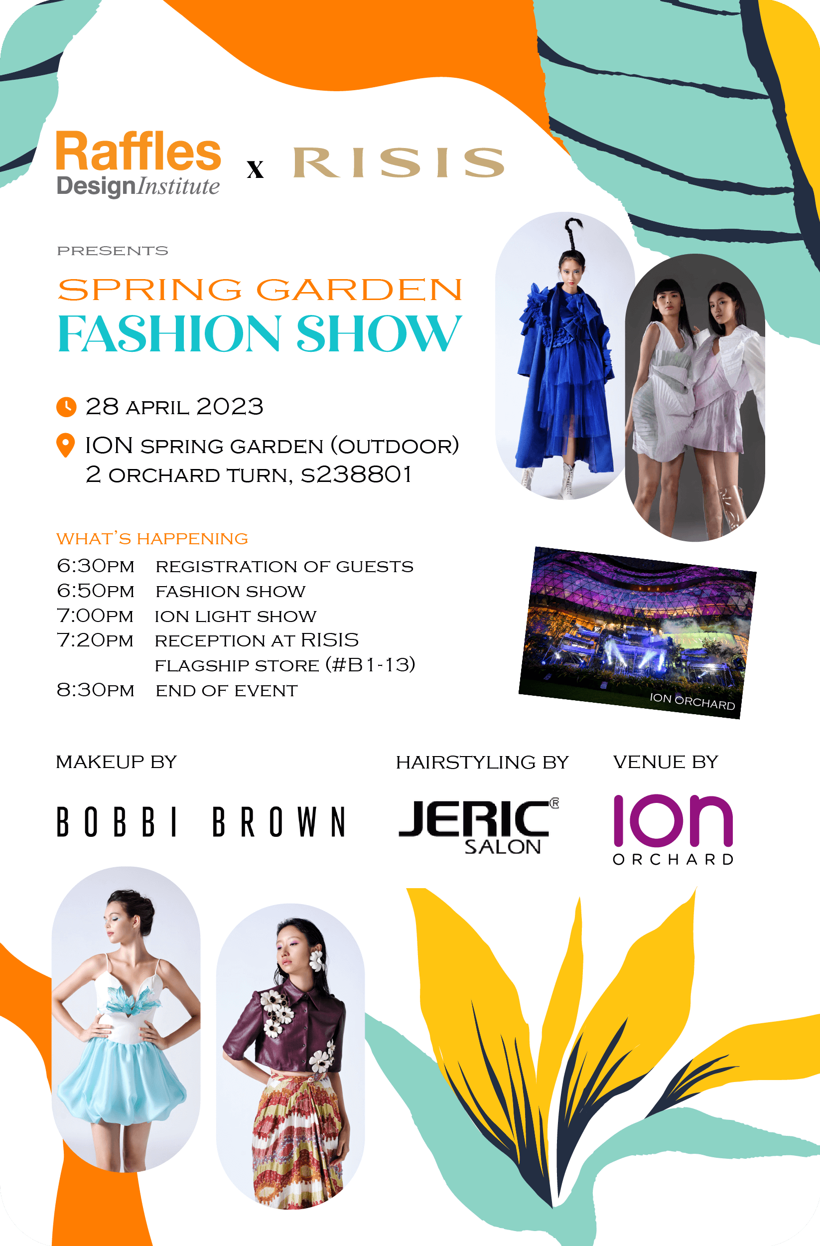 Raffles x RISIS Spring Garden Fashion Show 2023 Poster Website Homepage Tab
